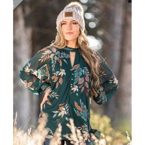 Blouse tunic tee top boho top teal green fashion bke xl